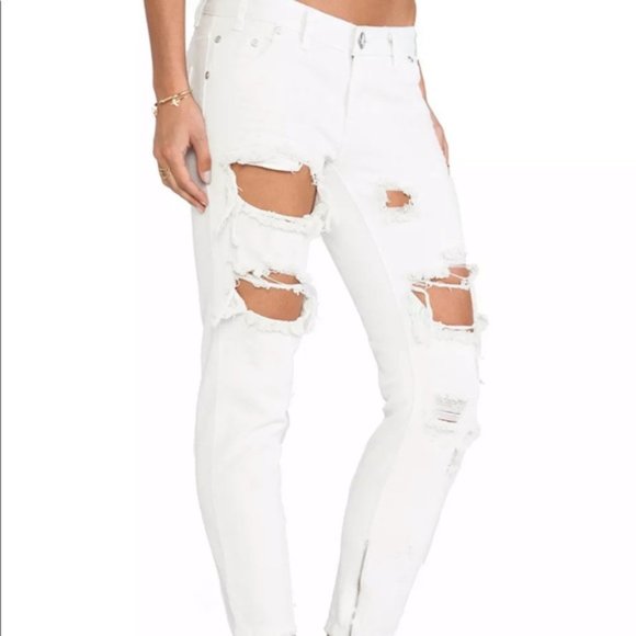 One Teaspoon Denim - One Teaspoon Trashed Free Birds White Skinny Jeans 27